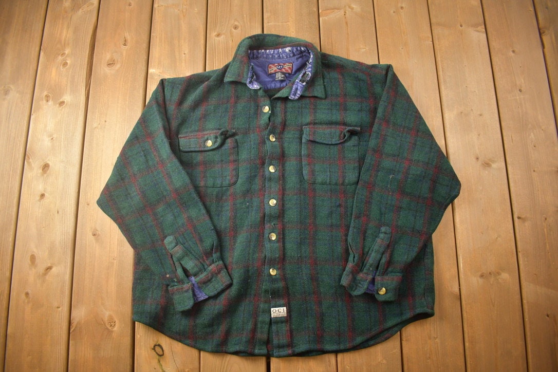 Vintage 1990s Quality Clothing Plaid Flannel Button Up Shirt