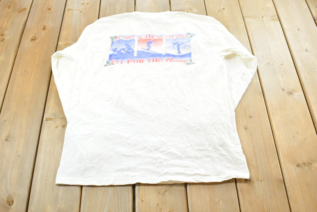 Vintage Y2K Sport & Health Clubs Long Sleeved T-Shirt Mens M / 00s Tee / Holidays / Streetwear / 2000s Ski Shirt / Exercise