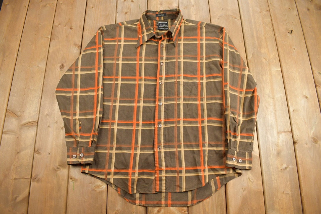 Vintage 1990s Plaid Check Button Up Shirt