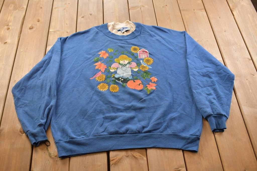 Vintage 1990s Scarecrow Theme Crewneck Sweater