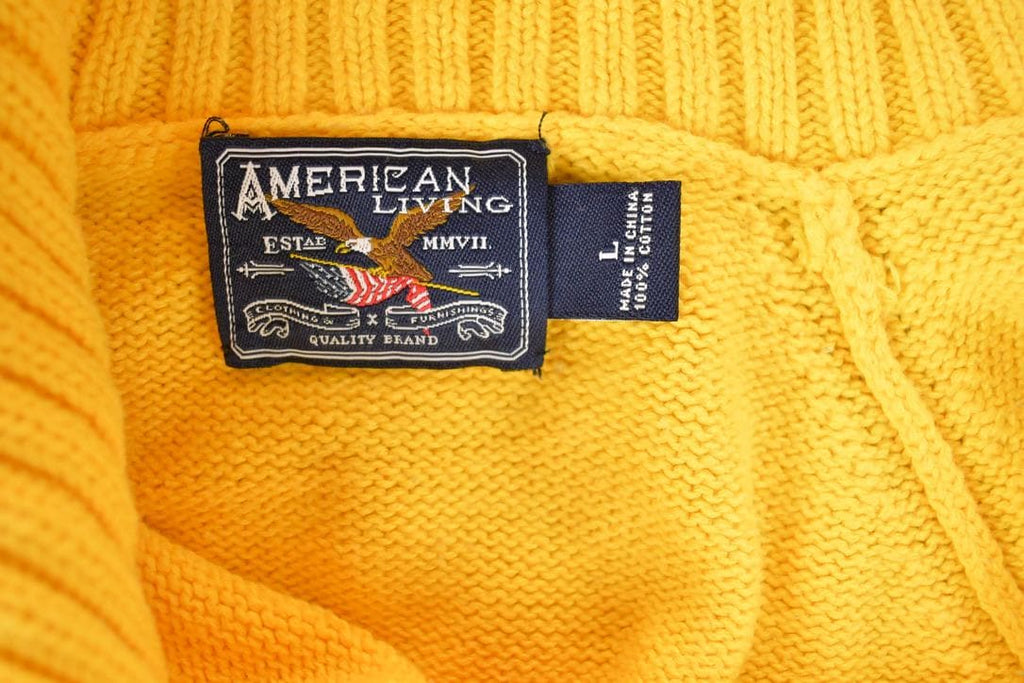 Vintage 1990s American Living Buttoned Shawl Collar Knit Sweater Women's L