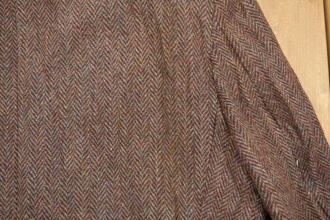 Vintage 1980s Di Benedetto Harris Tweed Houndstooth Wool Two Button Blazer Jacket