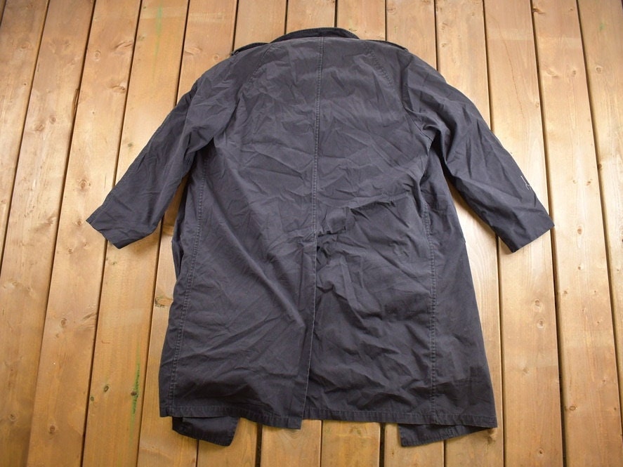 Vintage 1986 Military Black All Weather Wool Lined Trench Coat