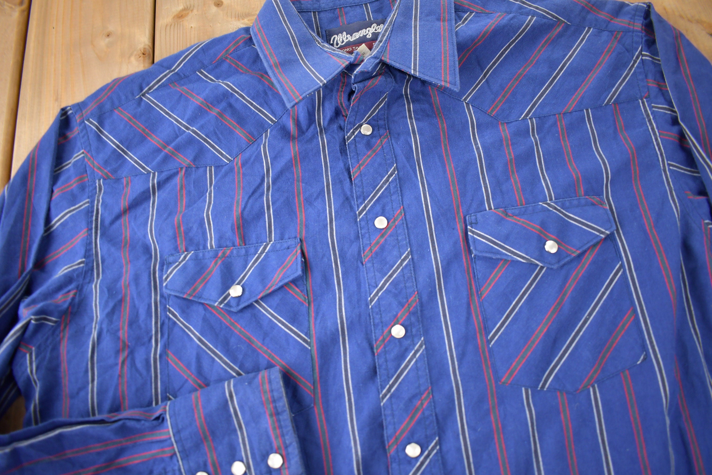 Vintage 1990s Wrangler Western Shirts Pearl Snap Button Up Rodeo Shirt Size XL