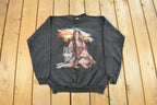 Vintage 1990s Native American Wolf Crewneck Men's Medium
