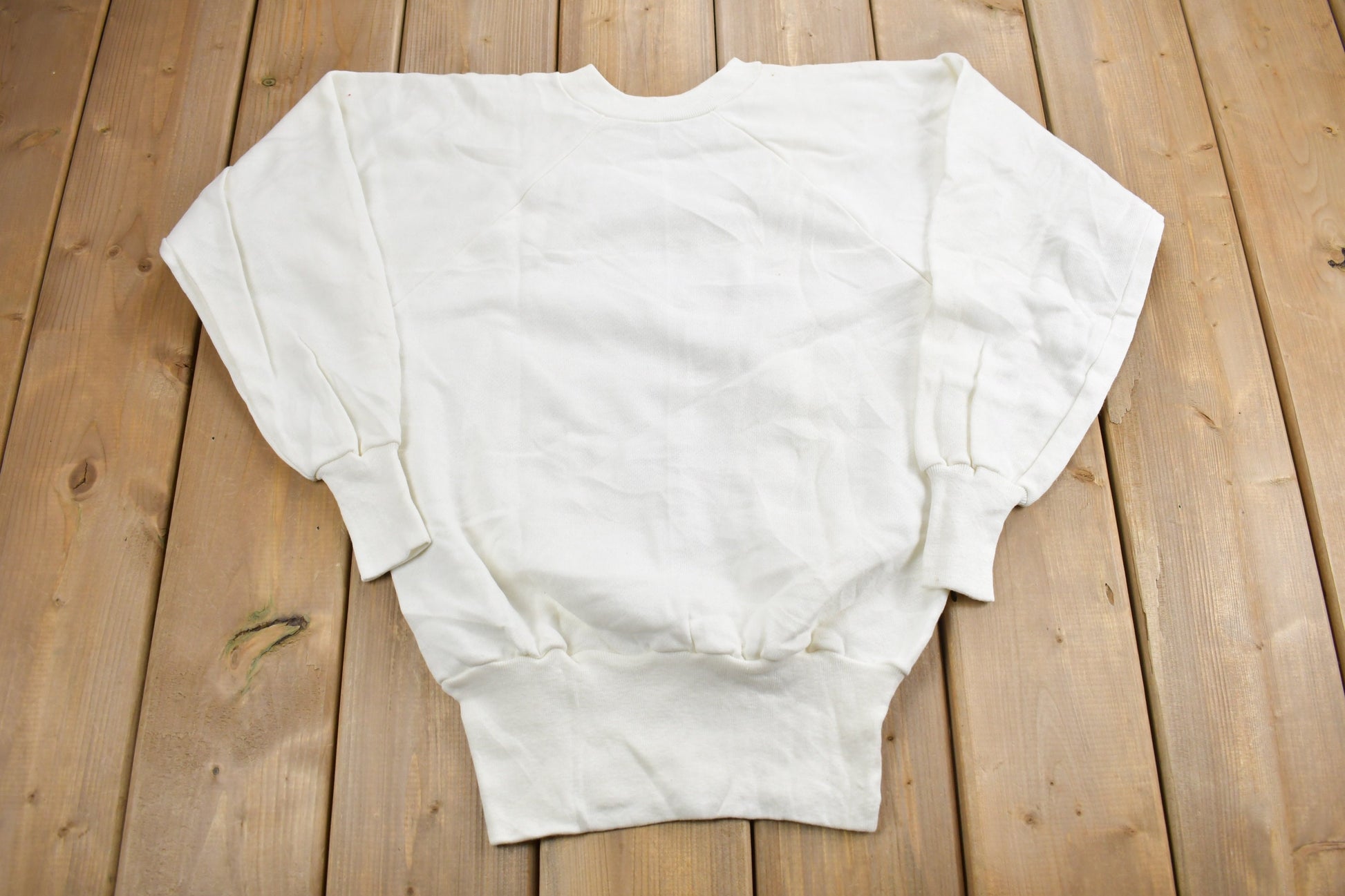 Vintage 1970s Blank Raglan Crewneck Sweatshirt  70s Crewneck  Vintage White Blank  Athleisure  Streetwear  True Vintage