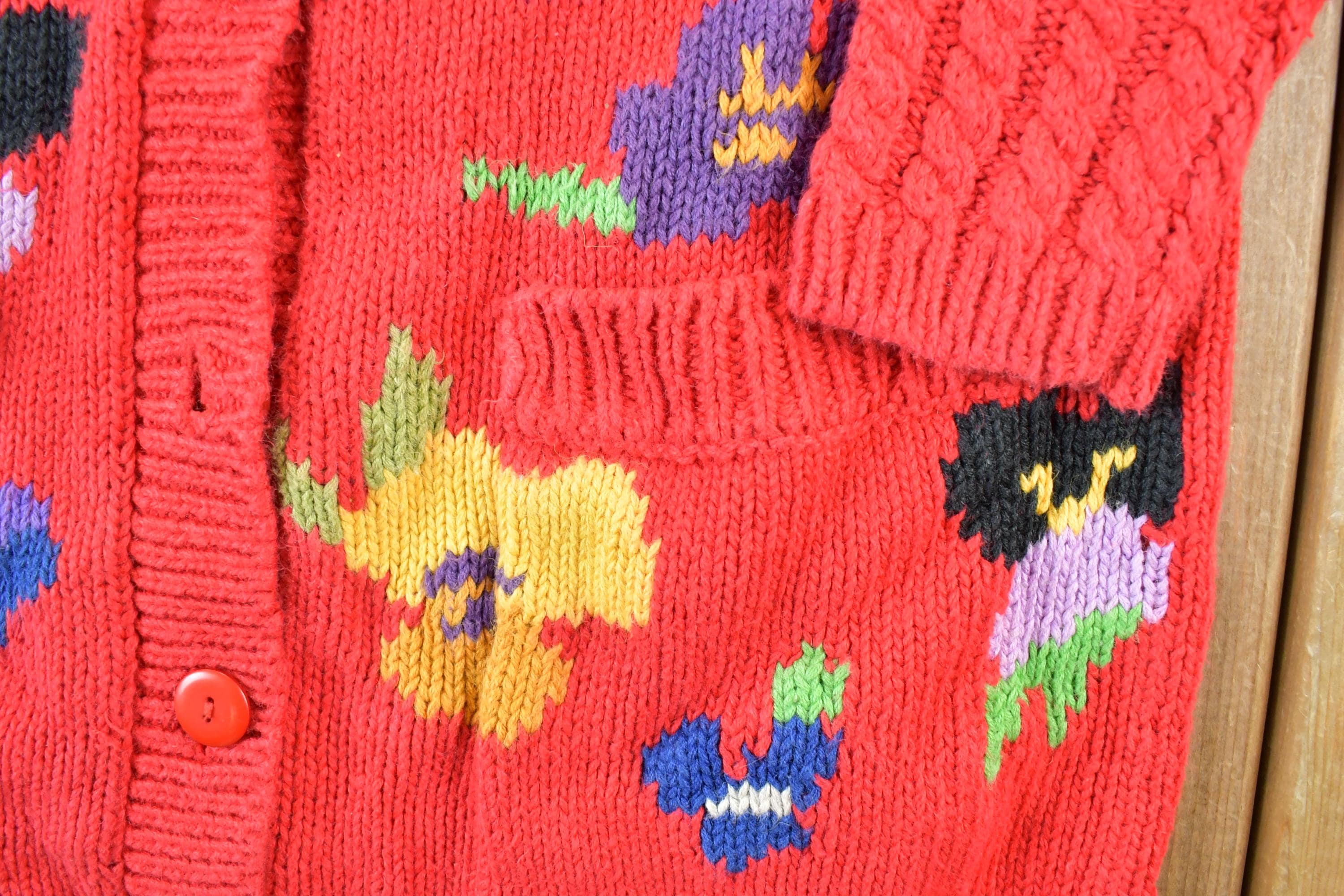 Vintage 1990s Knit Abstract Pattern Crewneck Sweater Womens M
