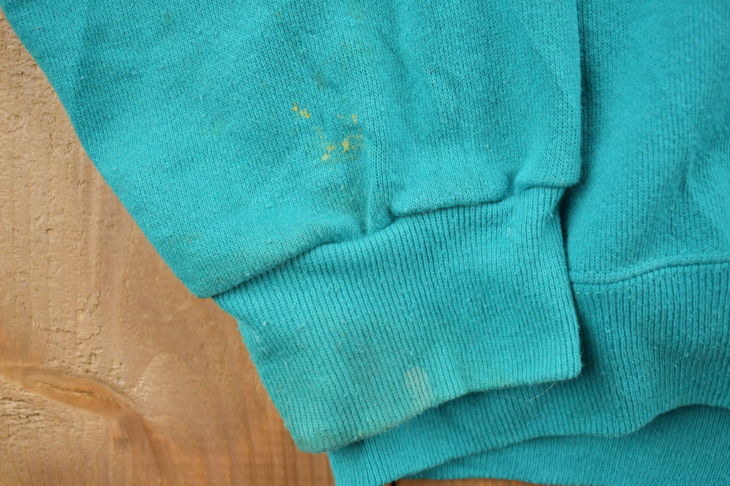 Vintage 1990s Sweats Appeal Turquoise Floral Cardigan Sweater