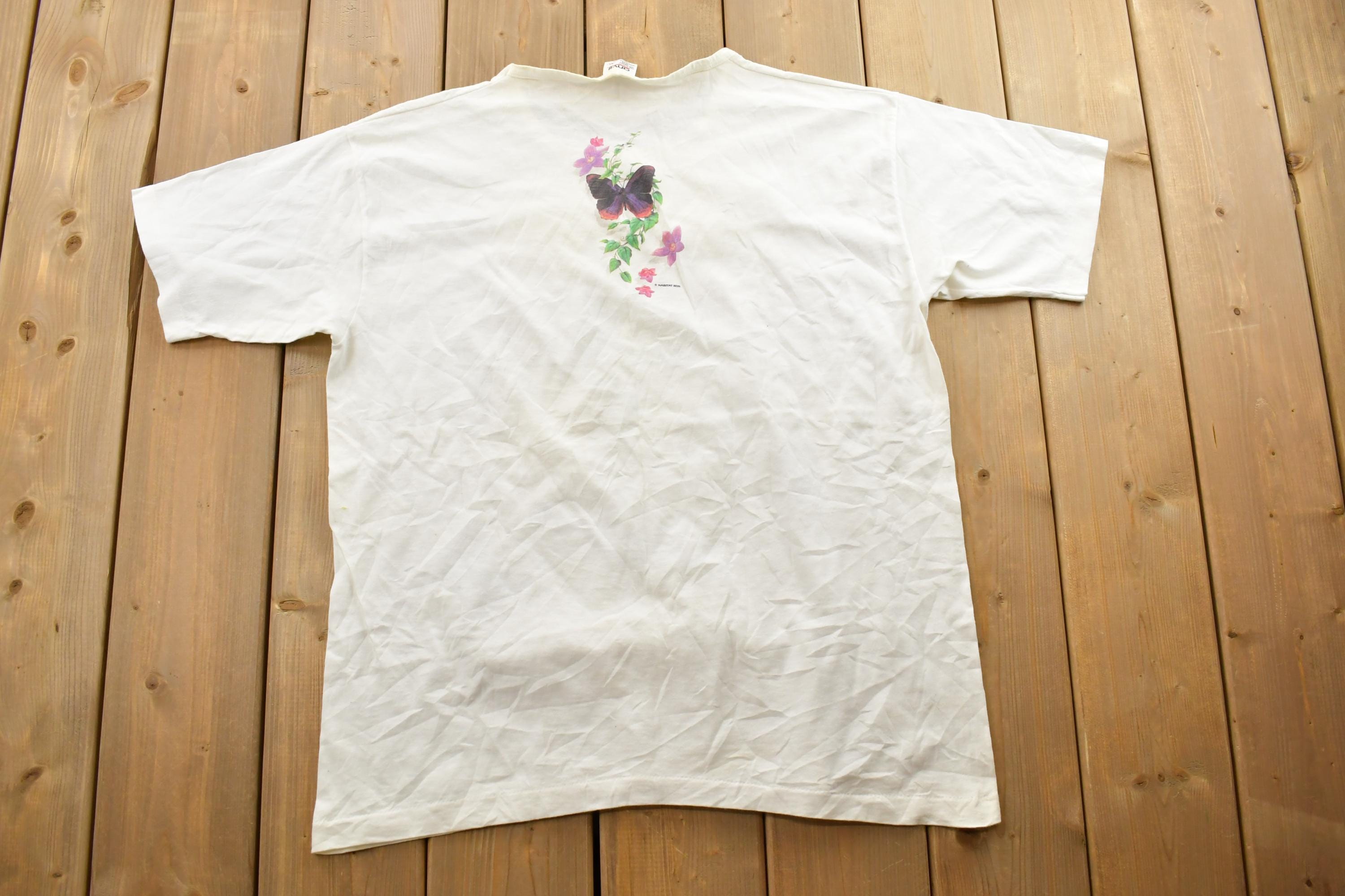 Vintage 1990s Butterflies Of The Rainforest Old San Juan Puerto Rico Souvenir T-Shirt