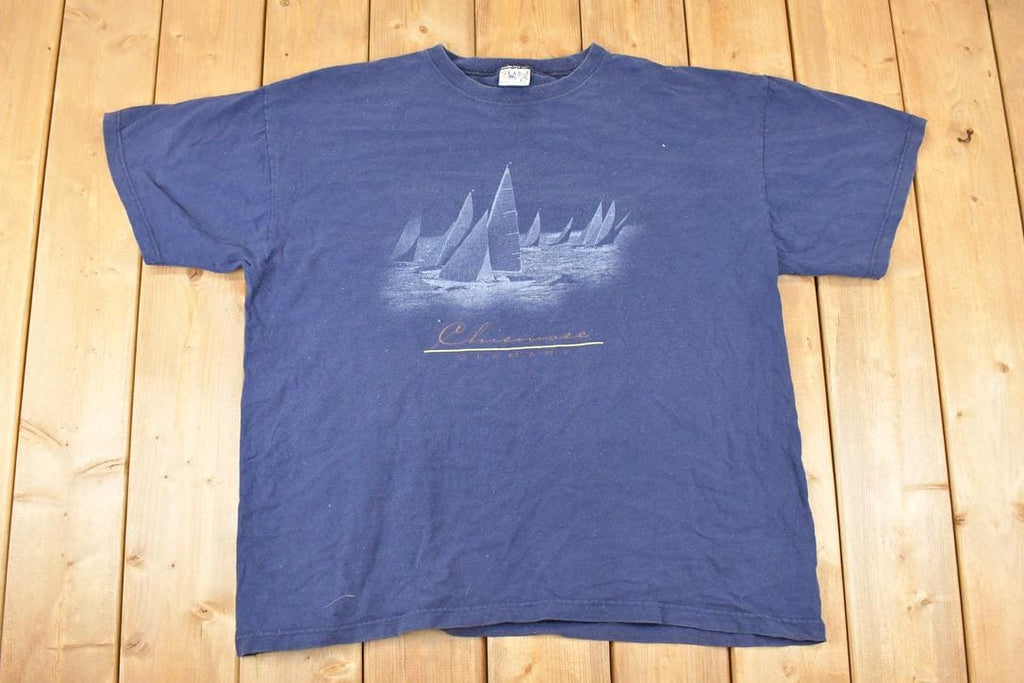 Vintage 1990s Germany Sailboats Souvenir Travel T-Shirt Men's XL