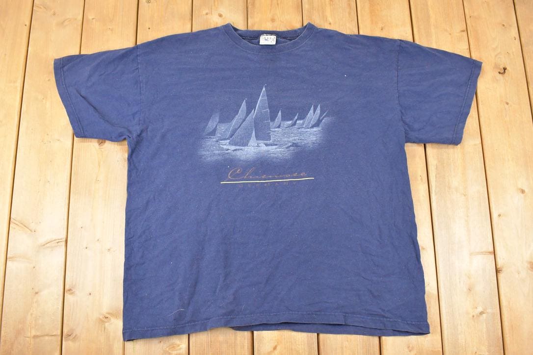 Vintage 1990s Germany Sailboats Souvenir Travel T-Shirt Men's XL