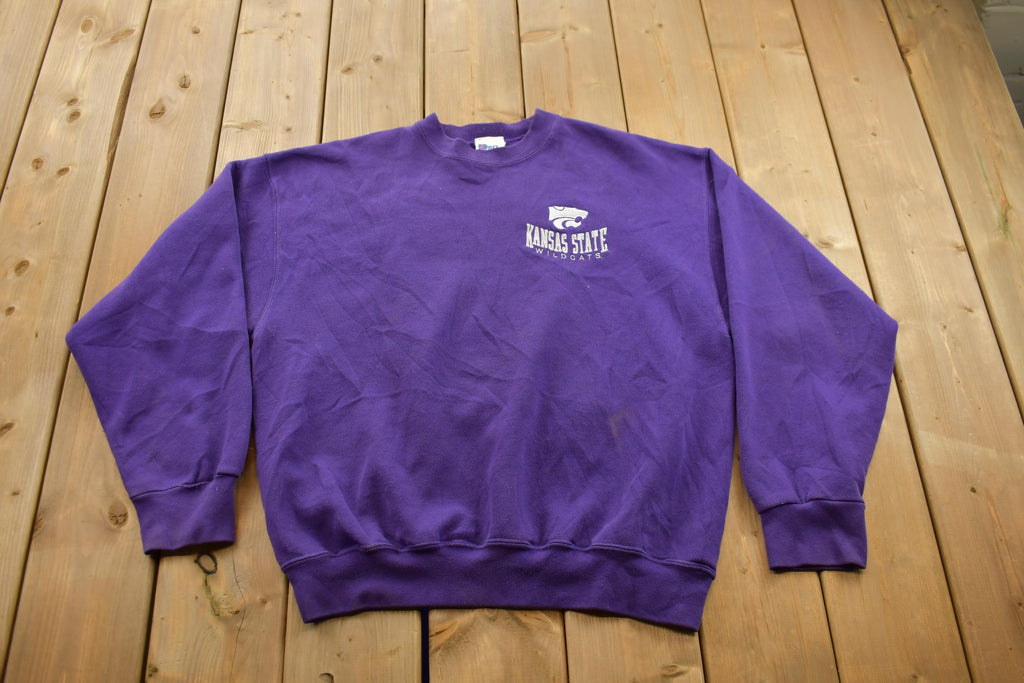 Vintage 1990s Kansas State Wildcats Collegiate Embroidered Crewneck Made In USA Pro Player