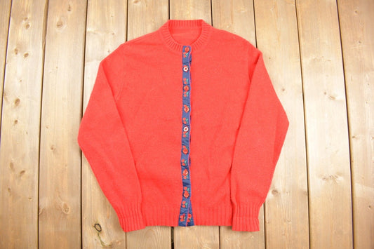 Vintage 1980s Cherry Knit Cardigan Sweater / Vintage Cardigan / Button Up / Cute Cherries / Vintage Red Cardigan