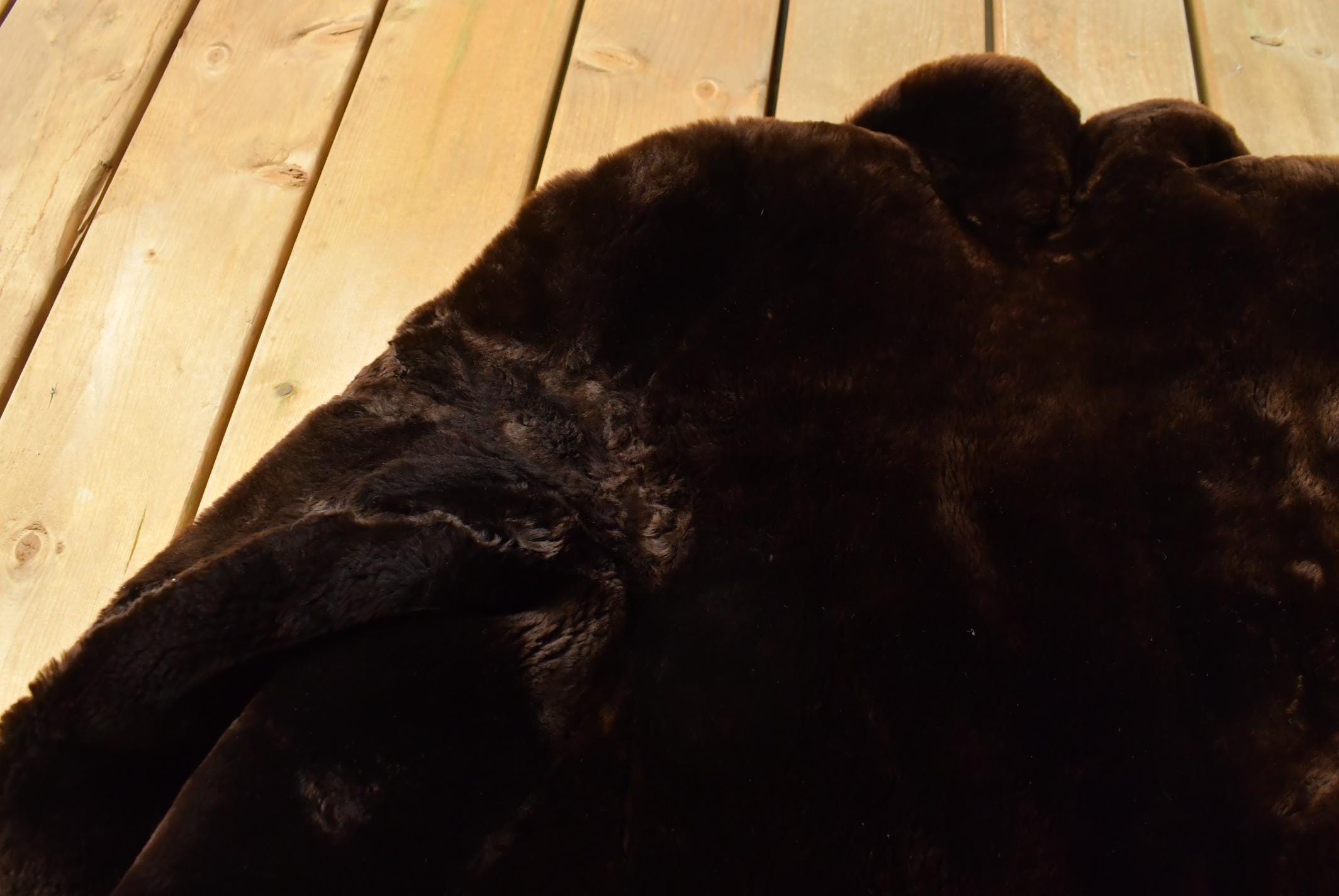 Vintage 1960s Mouton Fur Coat Wool Lining Adult L