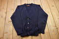 Vintage 1990s Blank Navy Blue Knitted Cardigan Sweater /