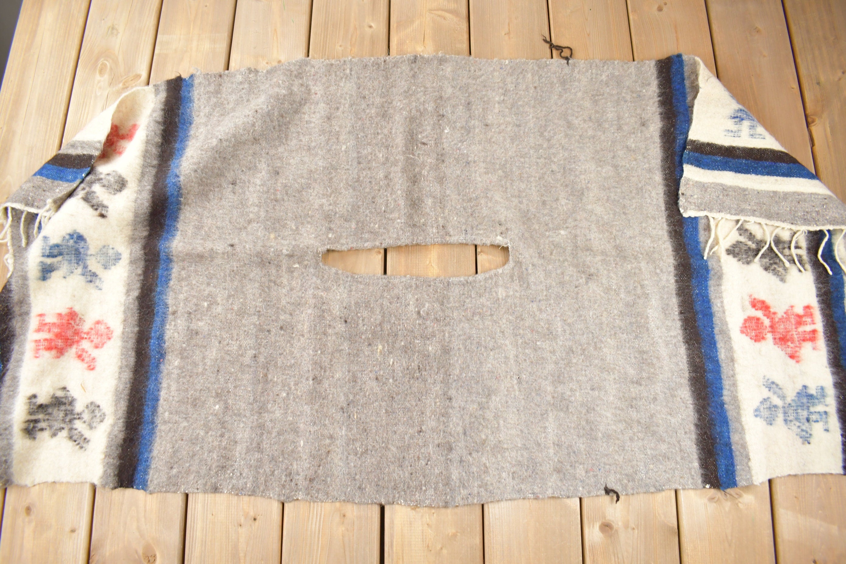 Vintage 1960s Mexican Rug Knit Poncho