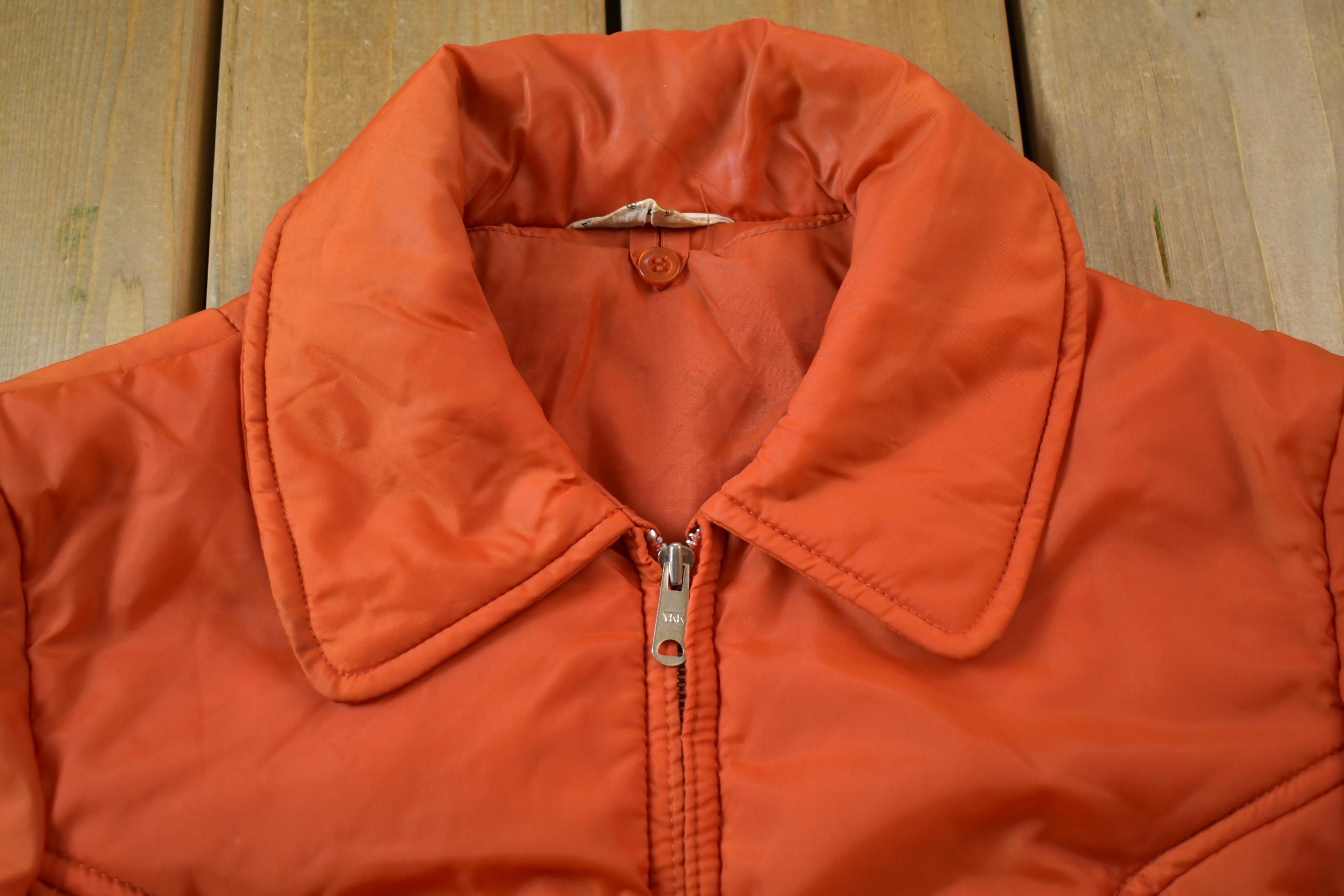 Vintage 1970s Orange Windbreaker Puffer Jacket