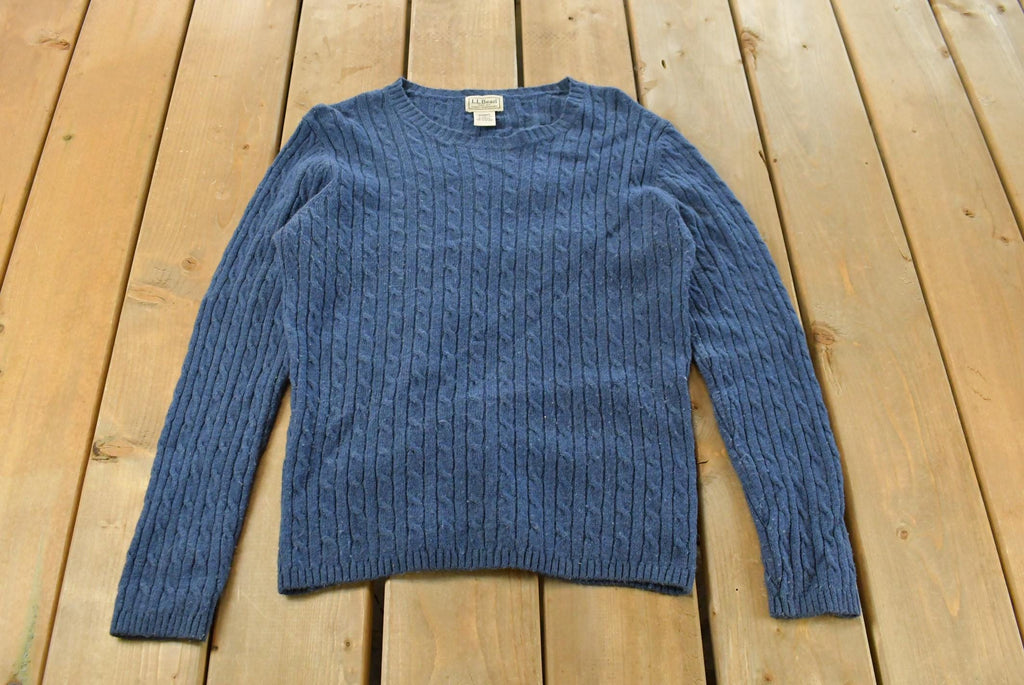 Vintage 1990s L.L. Bean Wool Cable Knit Crewneck Sweater Women's M / 90s Knitted Sweatshirt / Vintage Preppy Knits