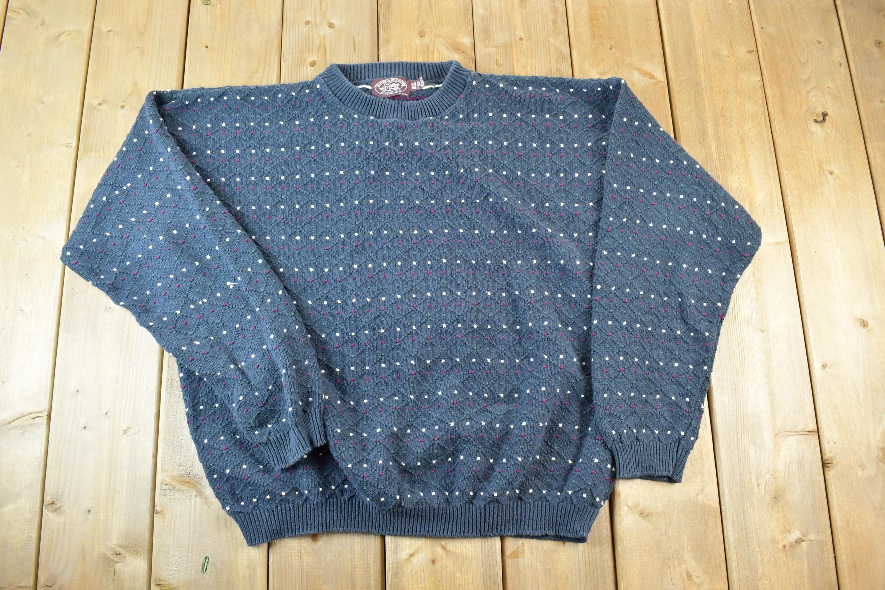 Vintage 1990s Victoria Bay Goods Knit Abstract Pattern Crewneck Sweater