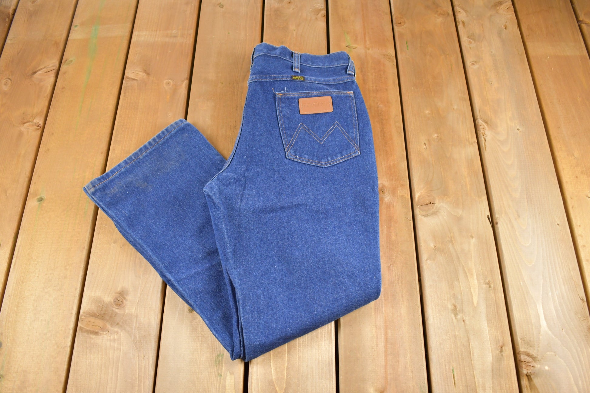 Vintage 1970s Maverick Denim Flared Jeans Size 33 x 29