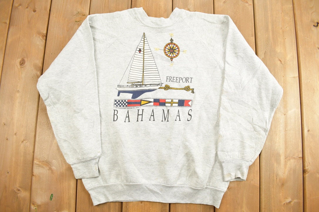 Vintage 1990s Freeport Bahamas Sail Boat Crewneck Sweatshirt