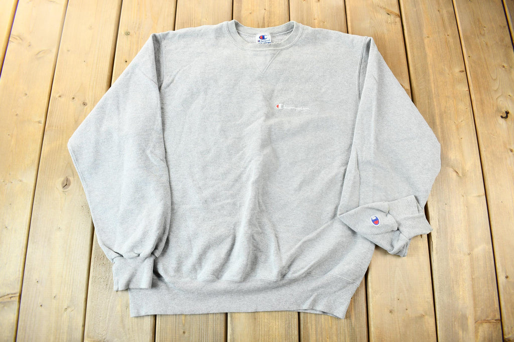 Vintage 1990s Champion Mini Logo Grey Crewneck Sweatshirt