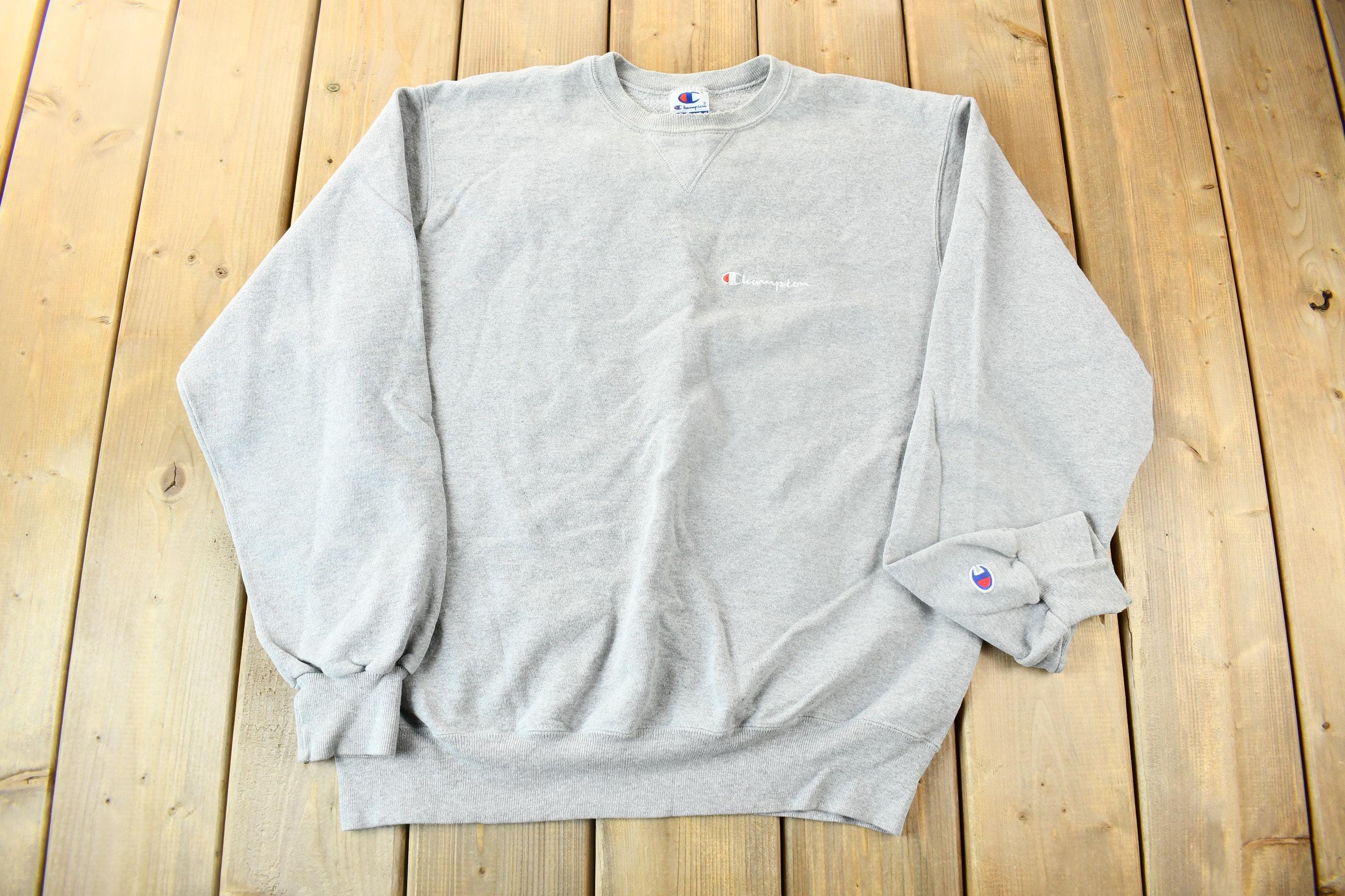 Vintage 1990s Champion Mini Logo Grey Crewneck Sweatshirt