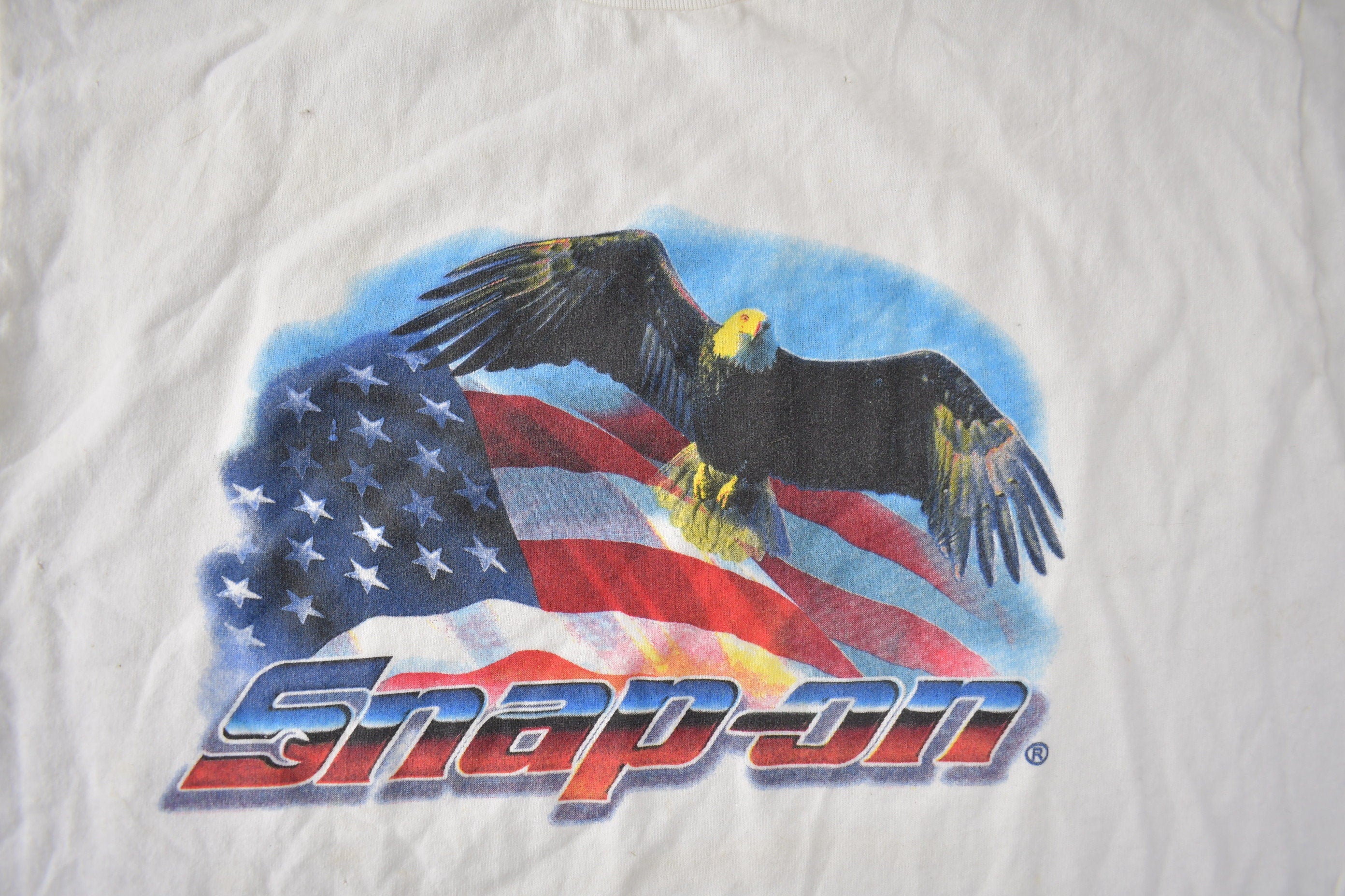 Vintage Y2K Snap On Racing Eagle Graphic T-Shirt Size M