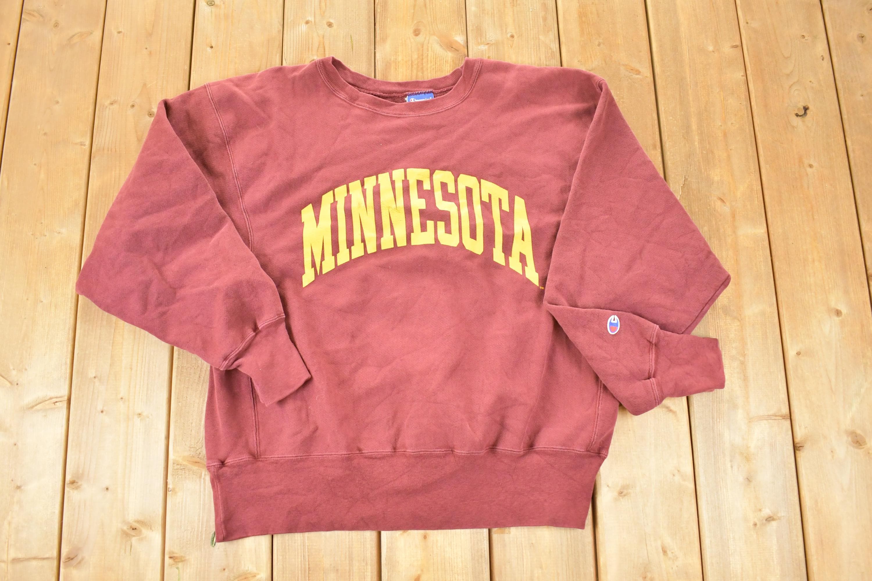 Vintage 1990s Minnesota Champion Reverse Weave Crewneck Sweatshirt Men's L / Heavyweight / 90s Champion