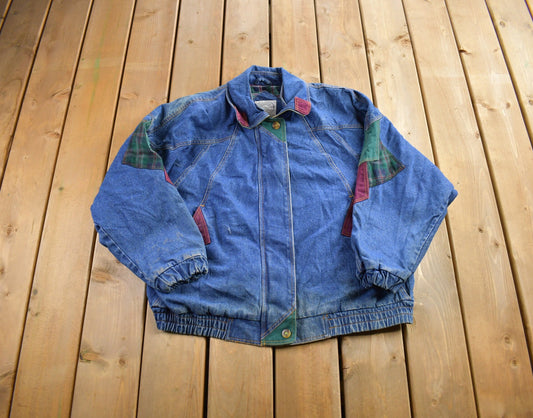 Vintage 1980s Current Seen Embroidered Denim Jean Jacket Womens L