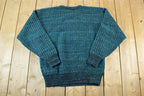 Vintage 1990s Croft And Barrow Wool Knit Abstract Pattern Crewneck Sweater