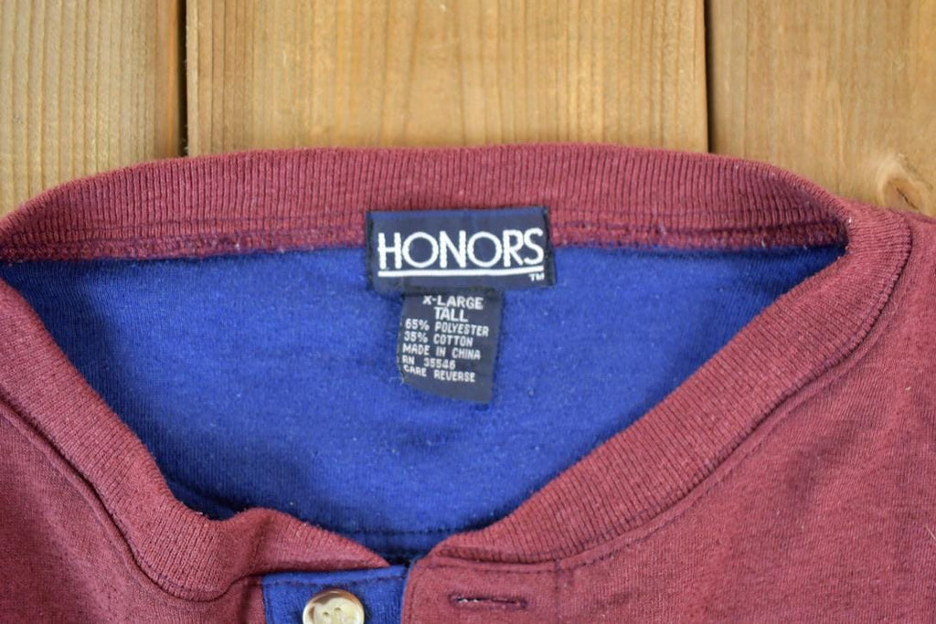 Vintage 1990s Honours Quarter. Button Colour Block Crewneck Sweater