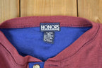 Vintage 1990s Honours Quarter. Button Colour Block Crewneck Sweater