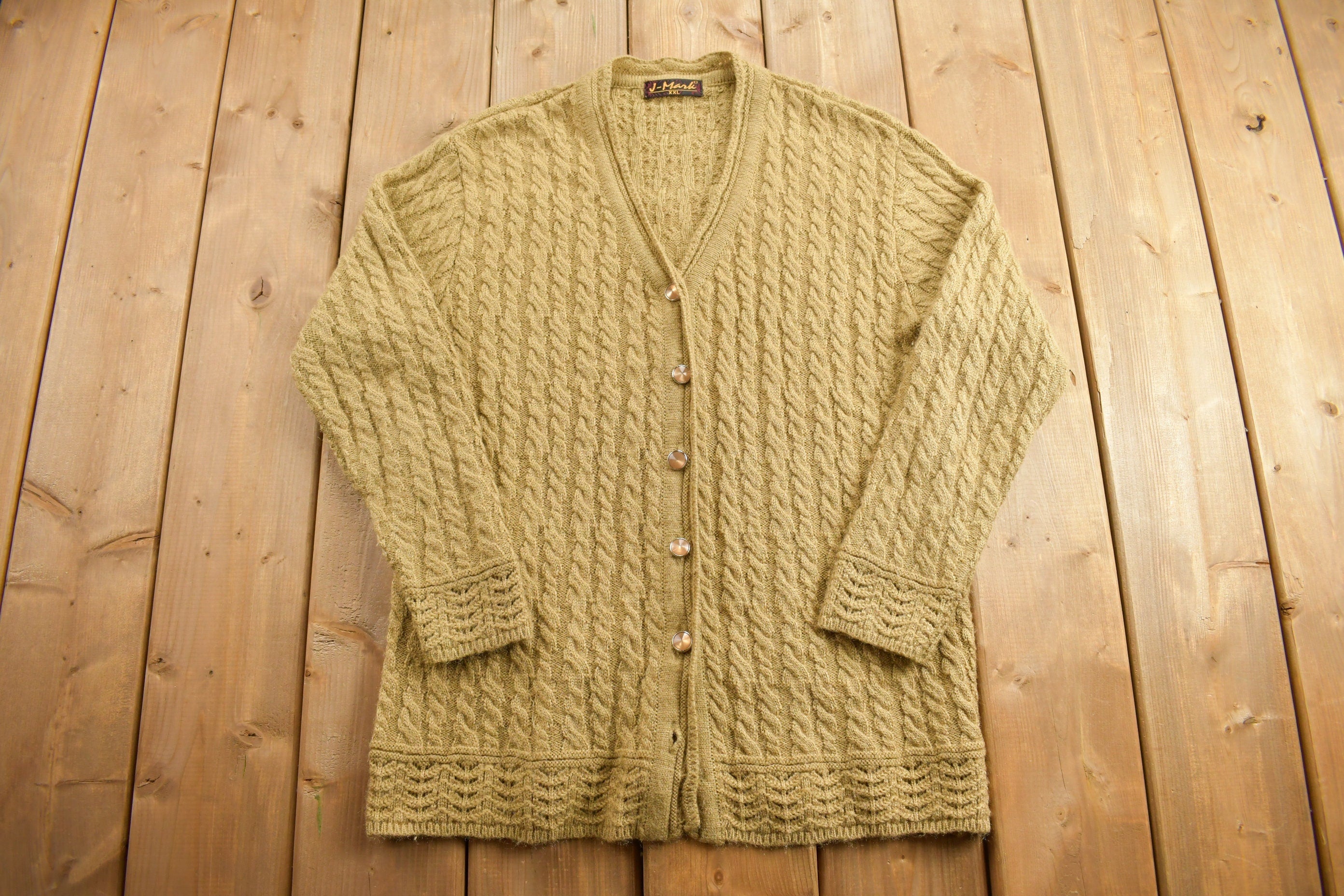 Vintage 1990s Cable knit Knitted Cardigan Sweater