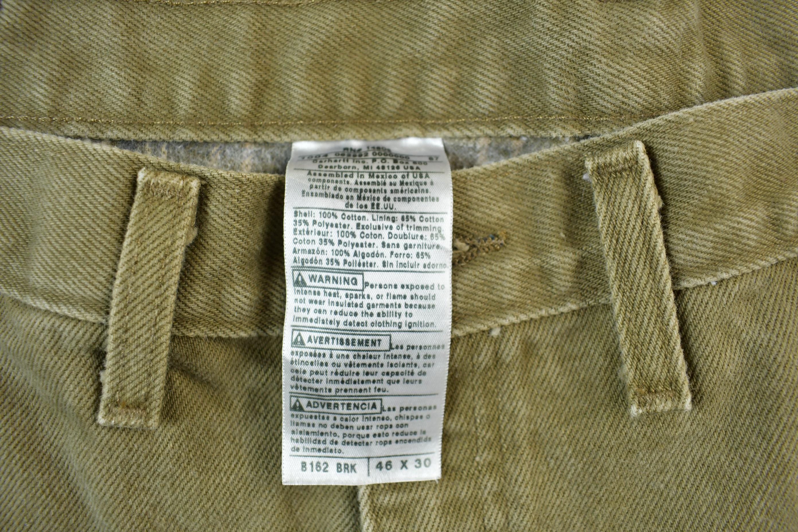 Vintage 1990s Carhartt Blanket Lined Work Pants Size 46x30