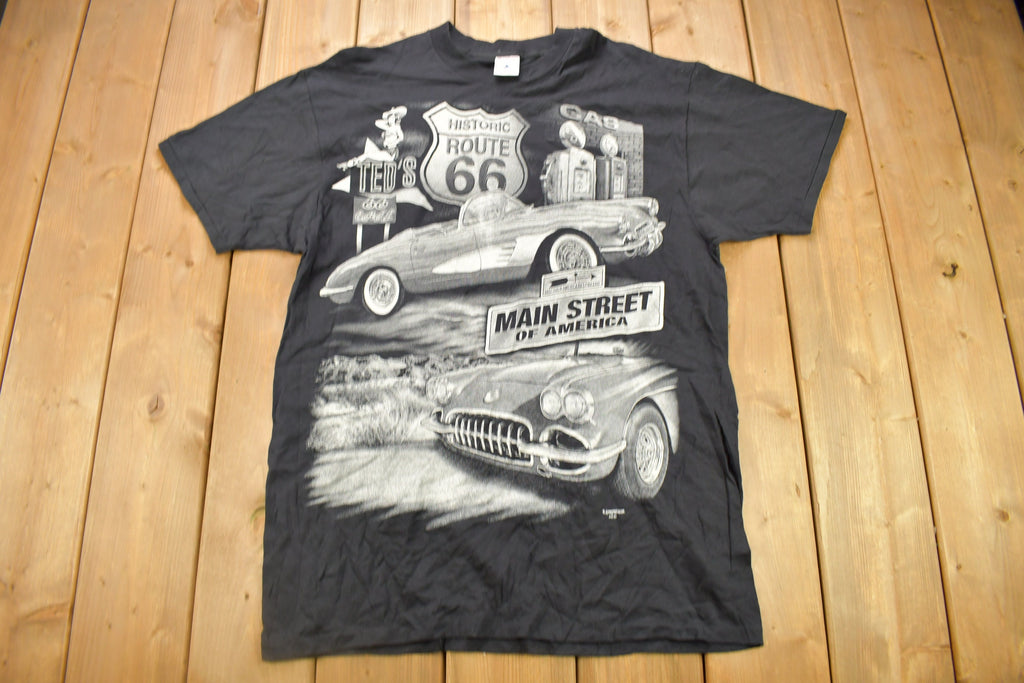 Vintage 1990s Main Street Of America Route 66 Classic Car Graphic T Shirt