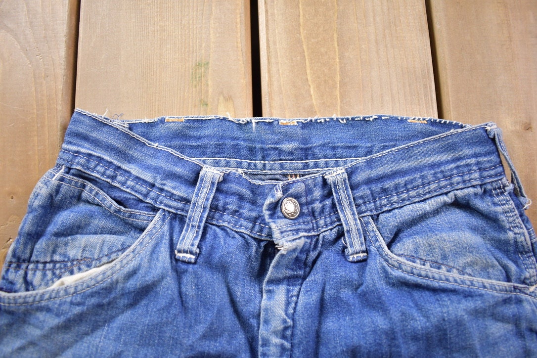 Vintage 1990s Faded Patchwork Denim Jeans Size  American Vintage  Workwear  Streetwear  Vintage Pants  Casual Wear  Essentials
