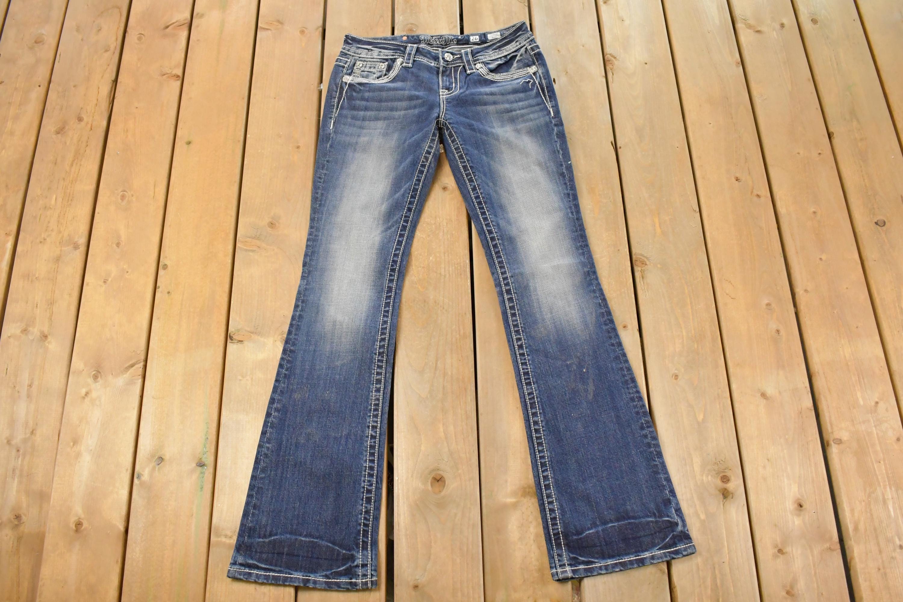 Vintage Deadstock Y2K Miss Me Bedazzled Low Rise Jeans Women's Size 26x31