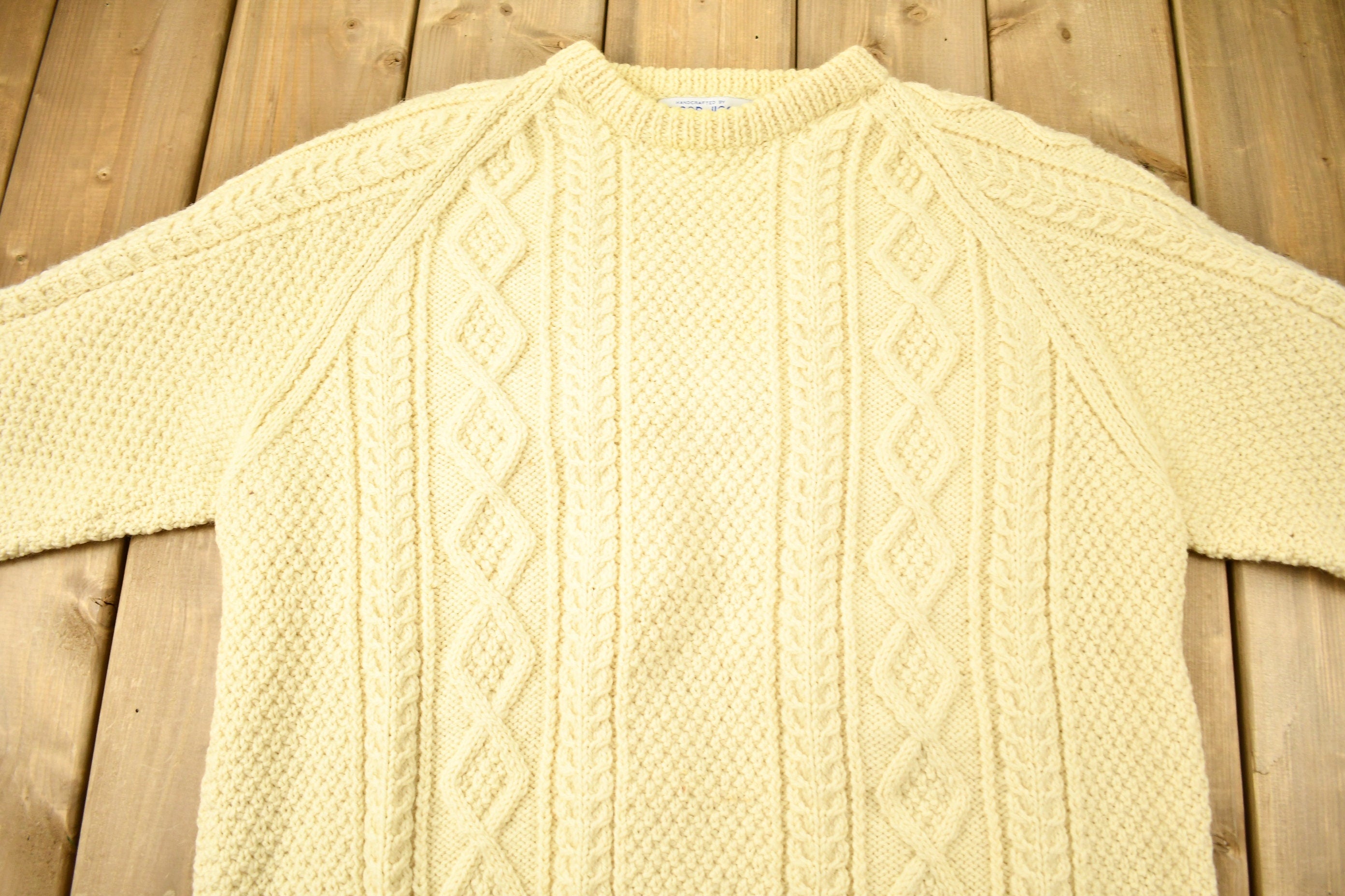 Vintage 1980s The Cod Jigger 3D Cable Knit Crewneck Sweater
