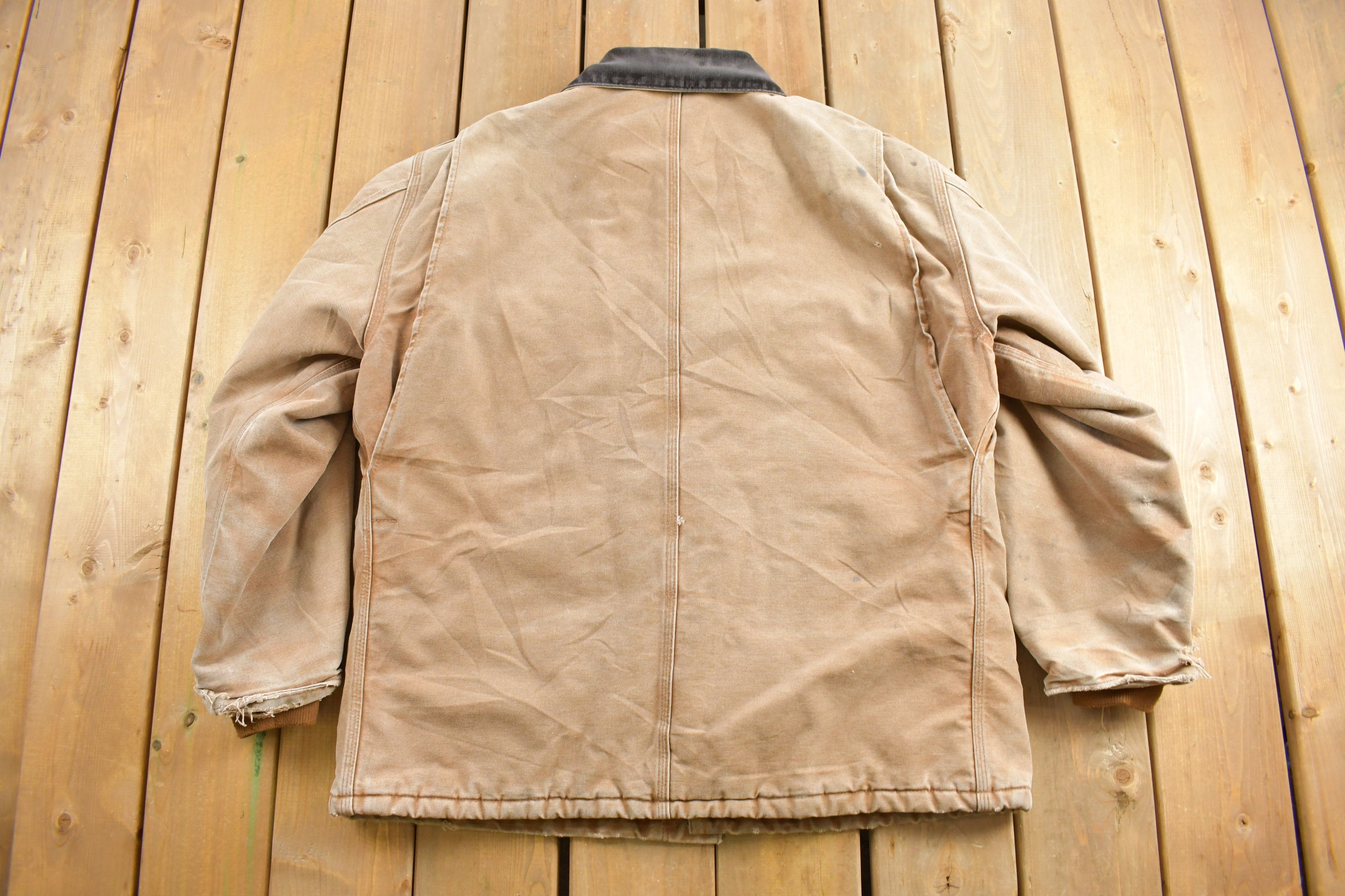 Vintage 1990s Beige Quilt Lined Carhartt Traditional Jacket