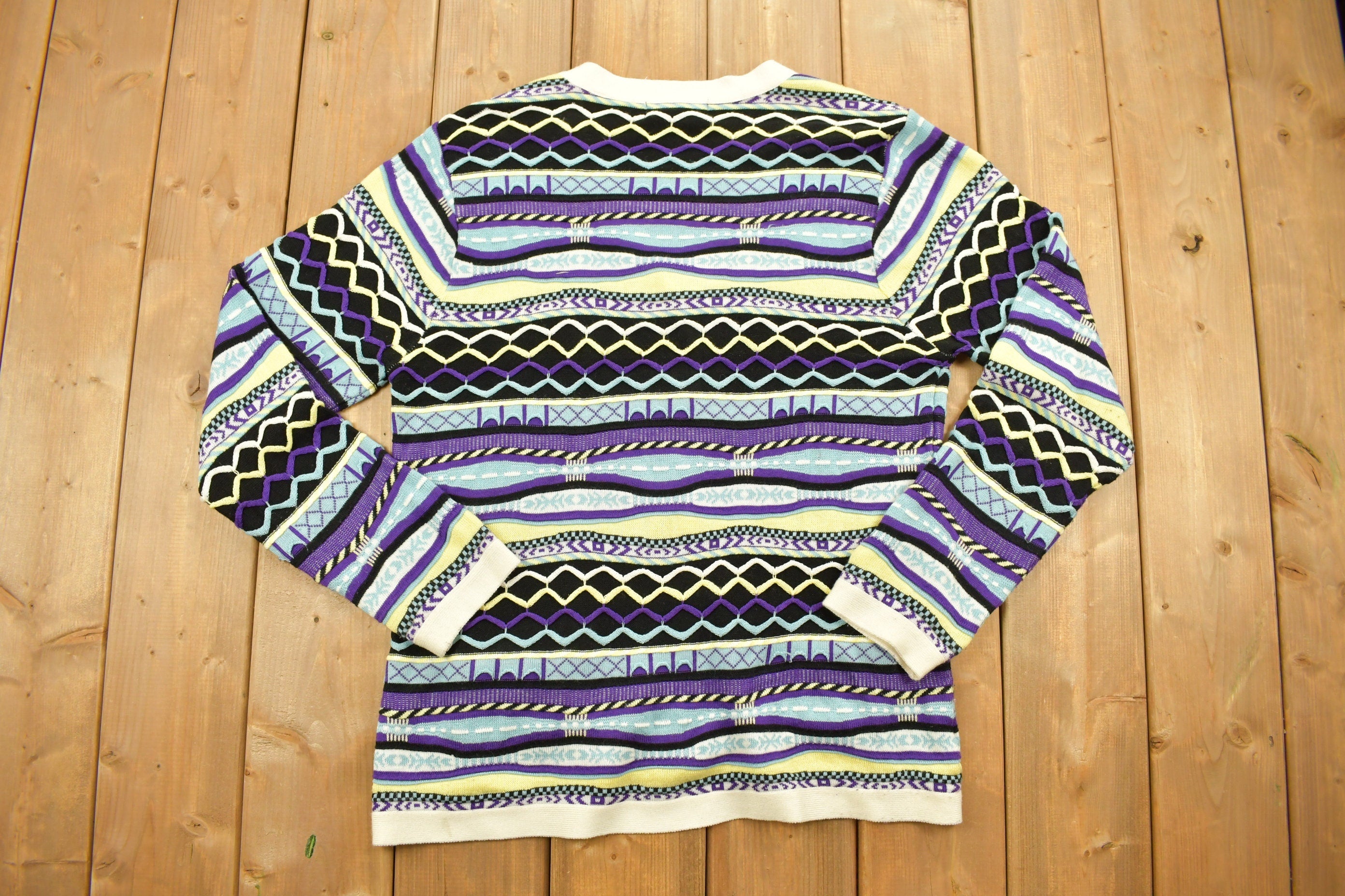 Vintage 1990s Knitted Stripy Cardigan