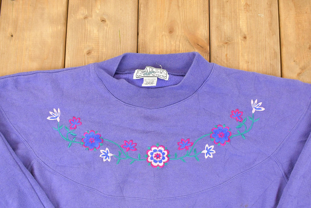 Vintage 1990s Gina Peters Embroidered Floral Crewneck Sweatshirt Womens L