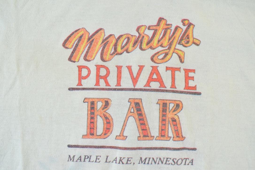 Vintage 1980s Marty's Private Bar Single Stitch Graphic Print T-Shirt  Vintage Always A Party Souvenir Streetwear  Vacation Tee