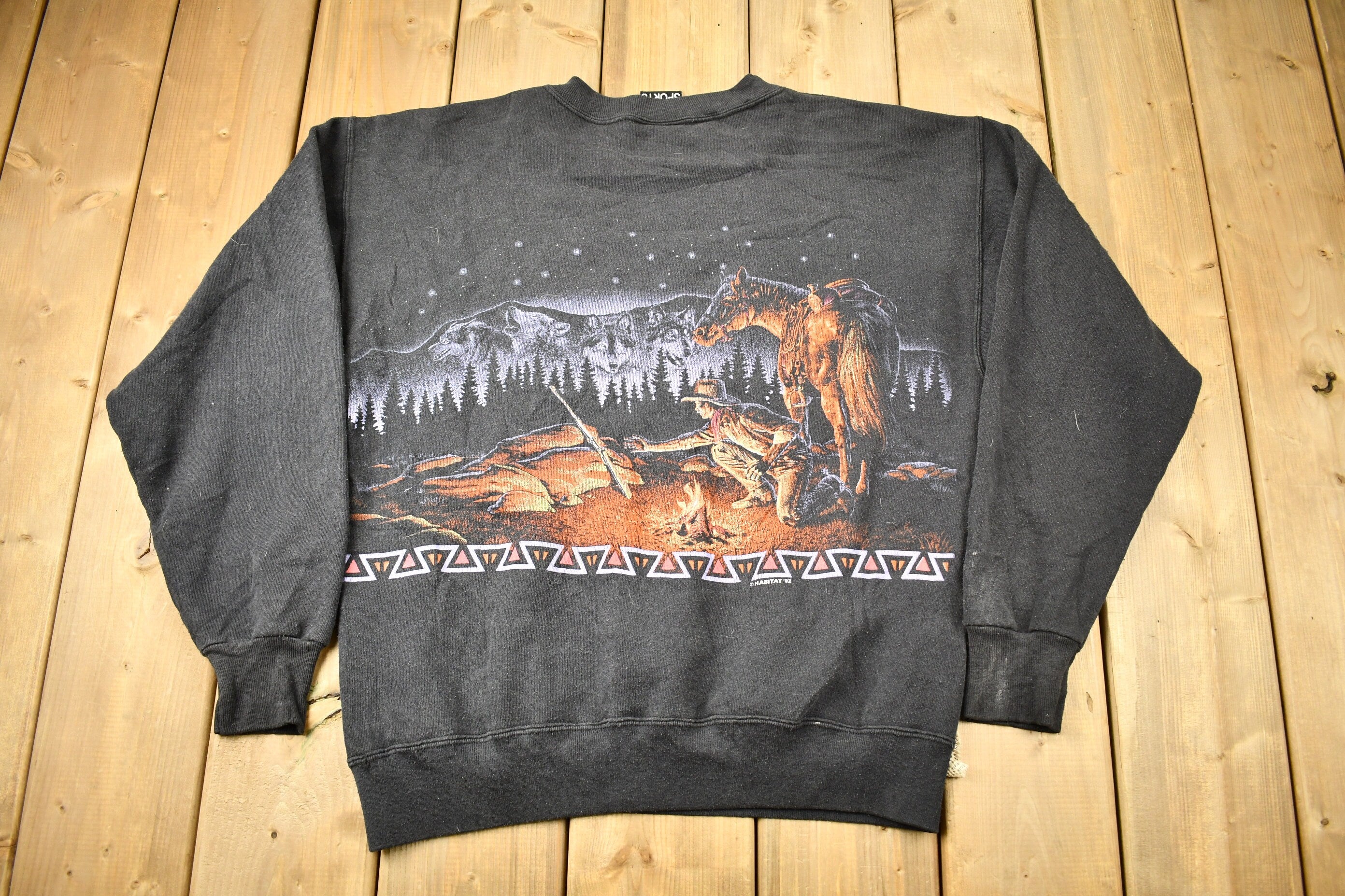 Vintage 1992 Branson Missouri Campfire All Over Print Crewneck