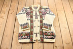 Vintage 1990s Wool Knit Clasped Cardigan Sweater