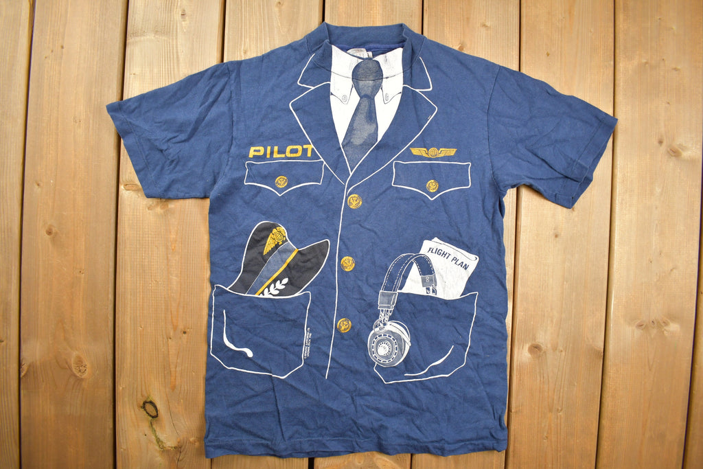Vintage 1981 Pilot Uniform Graphic T Shirt Single Stitch