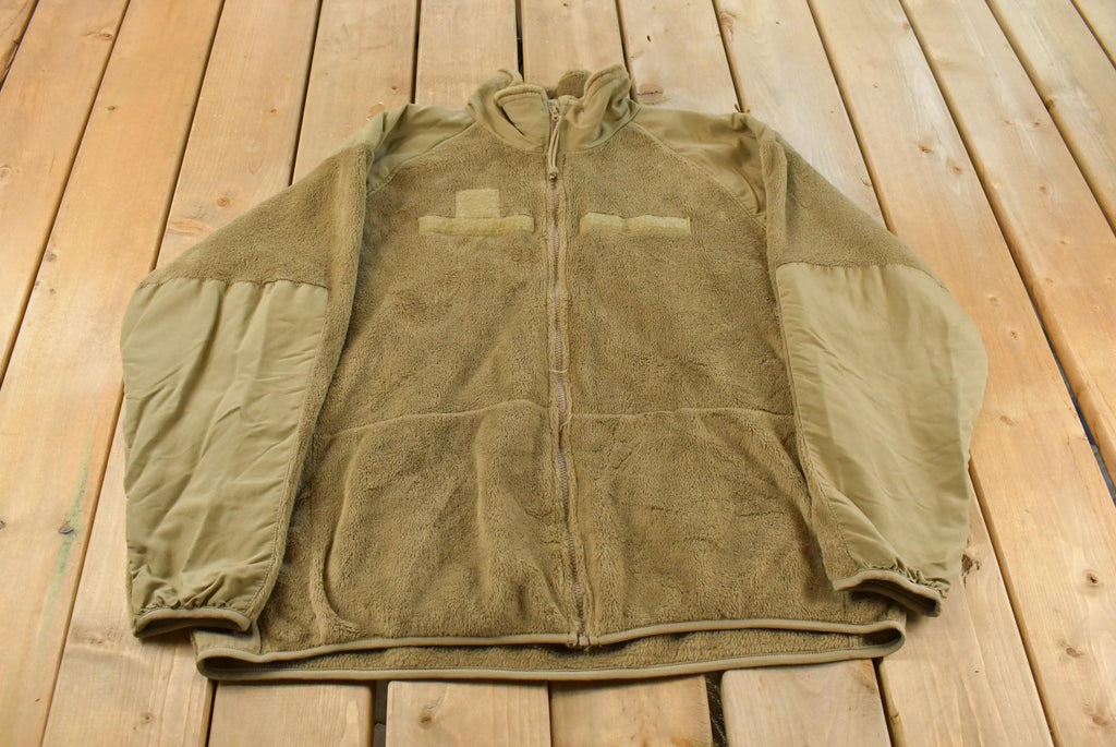 Vintage 1990s Military Cold Weather Full Zip Fleece Sweater Men's XL / Streetwear Fashion / Army Jacket