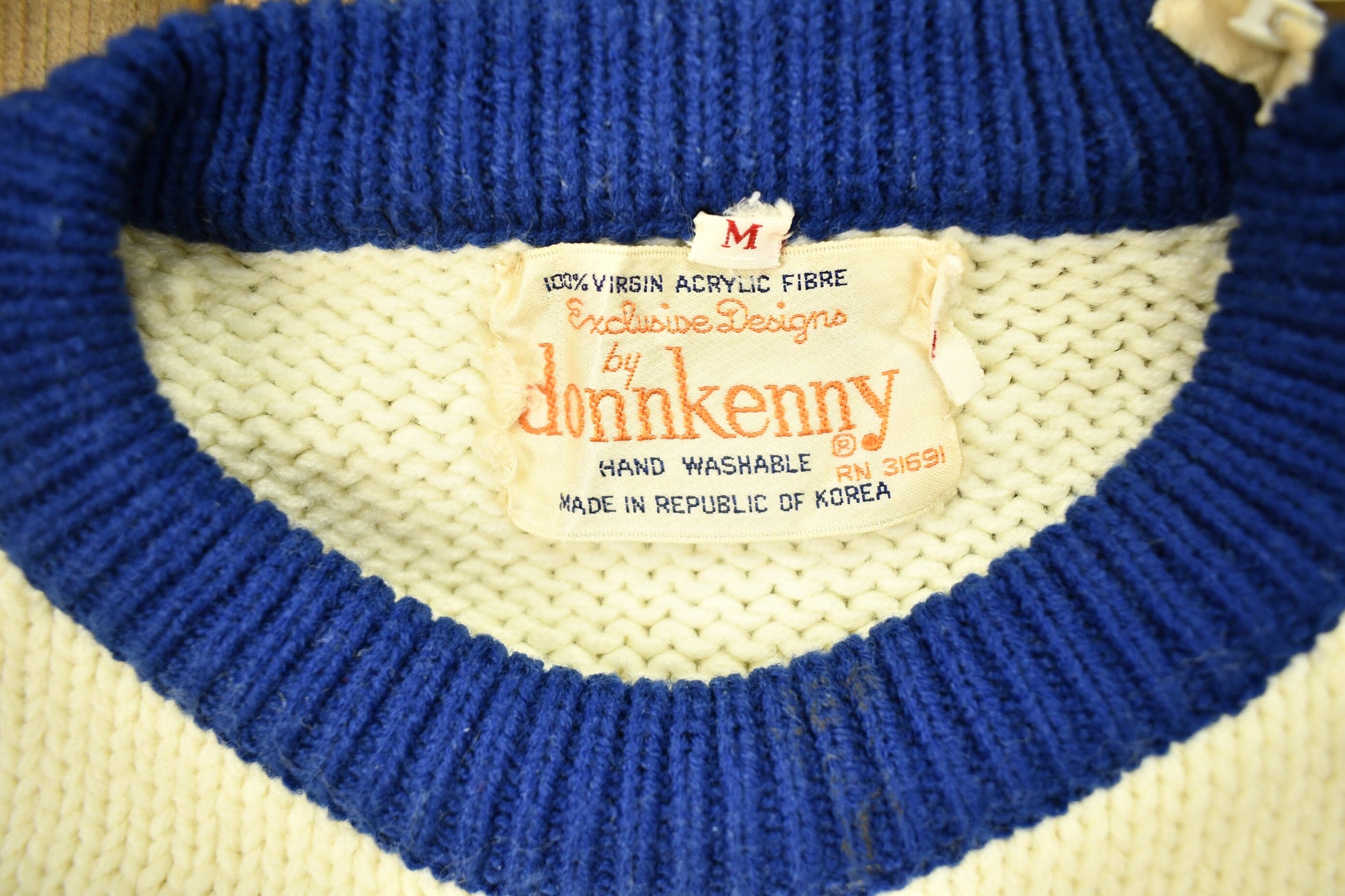 Vintage 1970s Don Kenny Acrylic Knitted Raglan Crewneck Sweater  True Vintage  All Over Pattern  Colorful Sweatshirt  Abstract