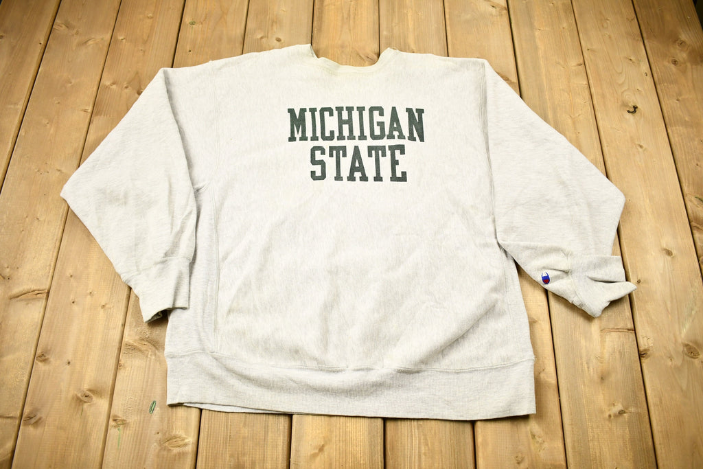 Vintage 1980s Michigan State University Champion Reverse Weave Warmup Crewneck
