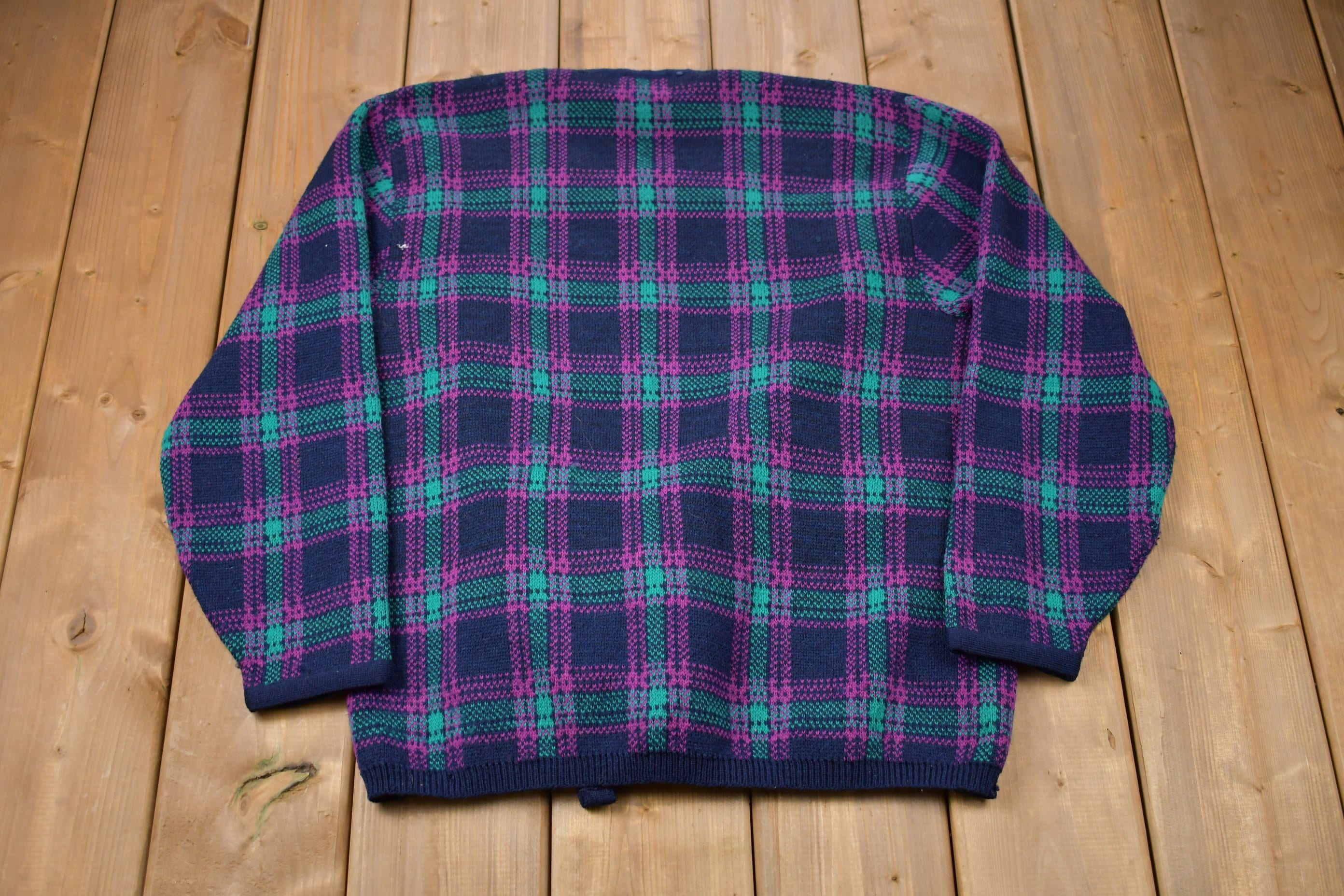 Vintage 1990s Pendleton 100% Wool Plaid Cardigan